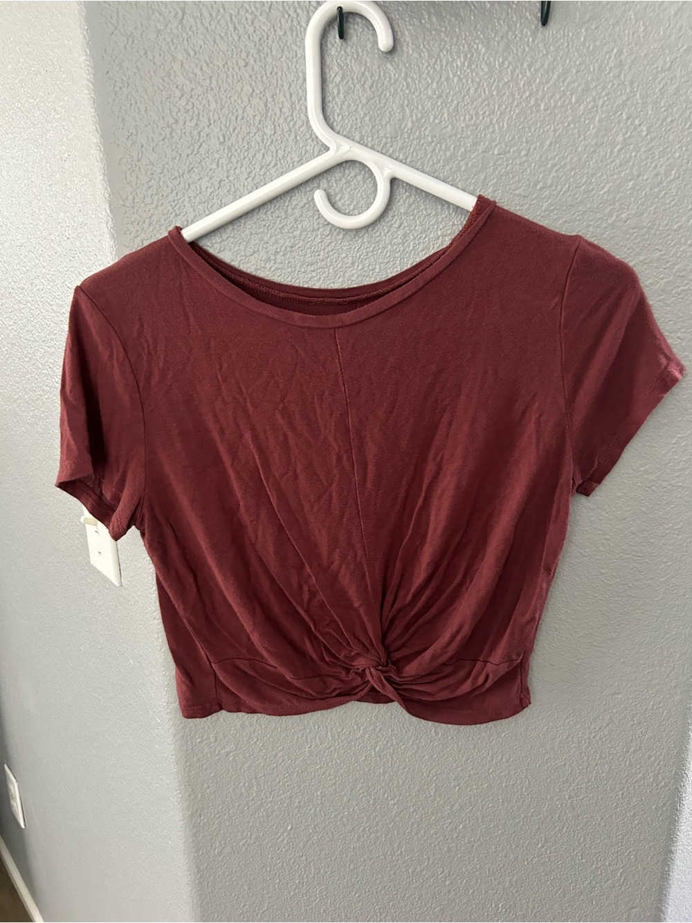 H&M Burgundy Knot-Front Crop Top